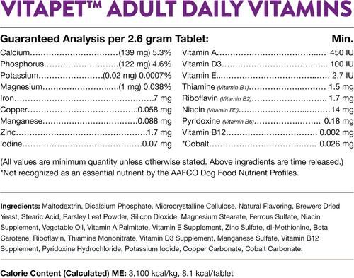 Show full view: NaturVet VitaPet Adult Daily Vitamins Immunity Hickory Smoked Flavored Tablet Supplement for Dogs, 365 count slide 8 of 9