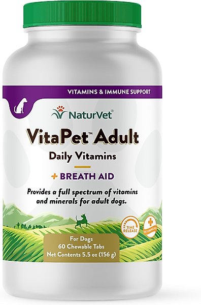 Show full view: NaturVet VitaPet Adult Daily Vitamins Immunity Hickory Smoked Flavored Tablet Supplement for Dogs, 60 count slide 1 of 10