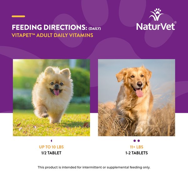 Show full view: NaturVet VitaPet Adult Daily Vitamins Immunity Hickory Smoked Flavored Tablet Supplement for Dogs, 60 count slide 7 of 10