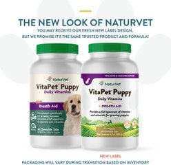 NaturVet VitaPet Puppy Plus Breath Aid Chewable Tablets Multivitamin for Dogs, 60 count slide 2 of 9