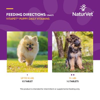 Show full view: NaturVet VitaPet Puppy Plus Breath Aid Chewable Tablets Multivitamin for Dogs, 60 count slide 8 of 11