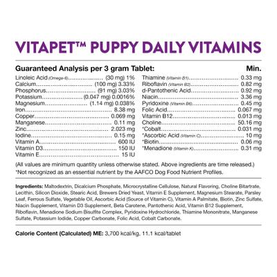 Show full view: NaturVet VitaPet Puppy Plus Breath Aid Chewable Tablets Multivitamin for Dogs, 60 count slide 9 of 11