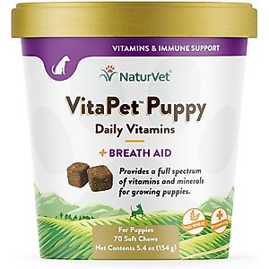 NaturVet VitaPet Puppy Plus Breath Aid Soft Chews Multivitamin for Dogs, 70 count