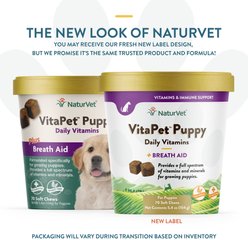 NaturVet VitaPet Puppy Plus Breath Aid Soft Chews Multivitamin for Dogs, 70 count slide 2 of 9