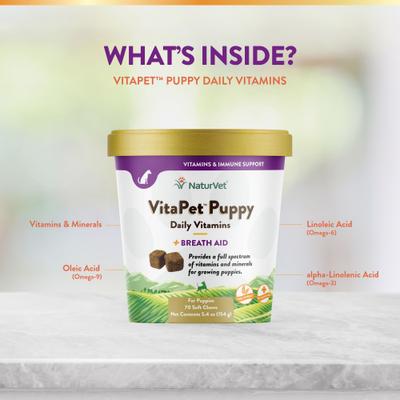 Show full view: NaturVet VitaPet Puppy Plus Breath Aid Soft Chews Multivitamin for Dogs, 70 count slide 6 of 11