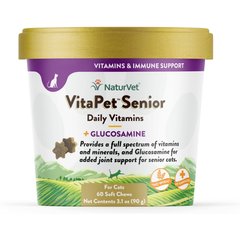 NaturVet VitaPet Senior Daily Vitamins Plus Glucosamine Cat Supplement, 60 count