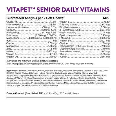Show full view: NaturVet VitaPet Senior Daily Vitamins Plus Glucosamine Dog Supplement, 120 count slide 9 of 11