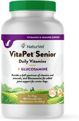 NaturVet VitaPet Senior Daily Vitamins Plus Glucosamine Dog Supplement, 180 count