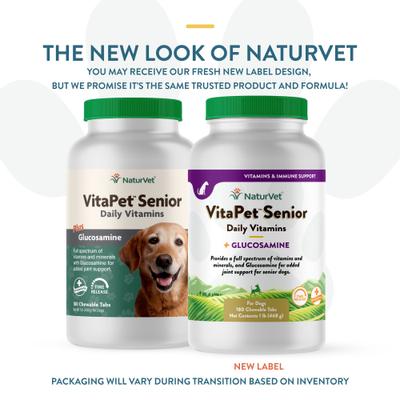 Show full view: NaturVet VitaPet Senior Daily Vitamins Plus Glucosamine Dog Supplement, 180 count slide 3 of 11