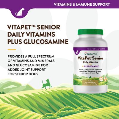 Show full view: NaturVet VitaPet Senior Daily Vitamins Plus Glucosamine Dog Supplement, 180 count slide 4 of 11