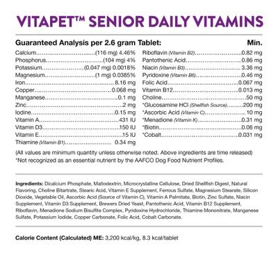 Show full view: NaturVet VitaPet Senior Daily Vitamins Plus Glucosamine Dog Supplement, 180 count slide 9 of 11