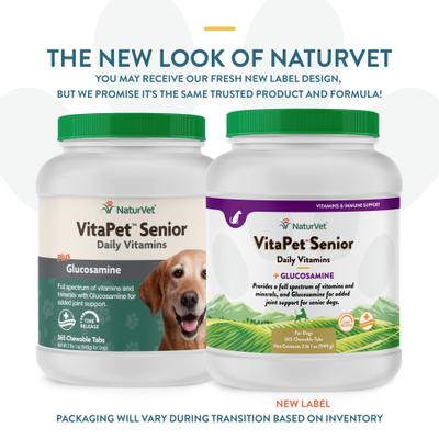 Show full view: NaturVet VitaPet Senior Daily Vitamins Plus Glucosamine Dog Supplement, 365 count slide 3 of 11