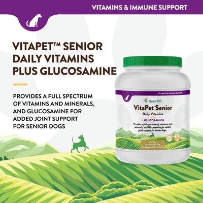 Show full view: NaturVet VitaPet Senior Daily Vitamins Plus Glucosamine Dog Supplement, 365 count slide 4 of 11