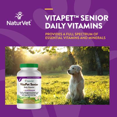 Show full view: NaturVet VitaPet Senior Daily Vitamins Plus Glucosamine Dog Supplement, 60 count slide 5 of 11