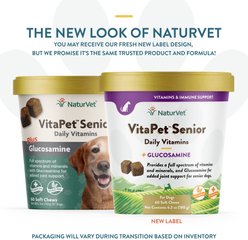 NaturVet VitaPet Senior Daily Vitamins Plus Glucosamine Dog Supplement, 60 count slide 2 of 9