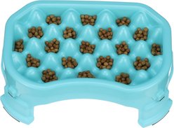 Neater Pets Adjustable Non-Skid Plastic Slow Feeder Dog & Cat Bowl, 2.5-cup, Aquamarine