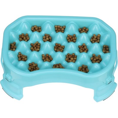 Neater Pets Neater Pets Adjustable Non-Skid Plastic Slow Feeder Dog & Cat Bowl, 2.5-cup, Aquamarine