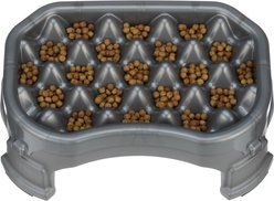 Neater Pets Adjustable Non-Skid Plastic Slow Feeder Dog & Cat Bowl, Gunmetal Grey, 2.5-cup