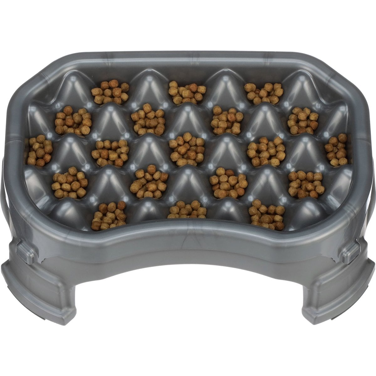 Neater Pets Adjustable Non-Skid Plastic Slow Feeder Dog & Cat Bowl, Gunmetal Grey, 2.5-cup