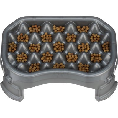 Neater Pets Neater Pets Adjustable Non-Skid Plastic Slow Feeder Dog & Cat Bowl, Gunmetal Grey, 2.5-cup