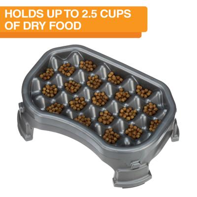 Show full view: Neater Pets Adjustable Non-Skid Plastic Slow Feeder Dog & Cat Bowl, Gunmetal Grey, 2.5-cup slide 3 of 10