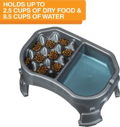 Neater Pets Adjustable Non-Skid Plastic Slow Feeder Double Diner Dog & Cat Food & Water Bowl, 2.5-cup & 8.5-cup, Gunmetal Grey slide 2 of 7