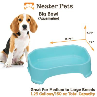 Show full view: Neater Pets Big Bowl Non-Skid Polypropylene Pet Bowl, Aquamarine, 20-cup slide 8 of 10