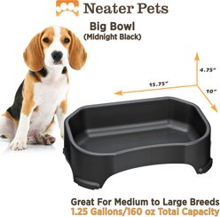 Neater Pets Big Bowl Non-Skid Polypropylene Pet Bowl, Midnight Black, 20-cup slide 2 of 8
