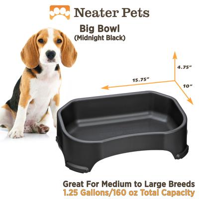 Show full view: Neater Pets Big Bowl Non-Skid Polypropylene Pet Bowl, Midnight Black, 20-cup slide 8 of 10