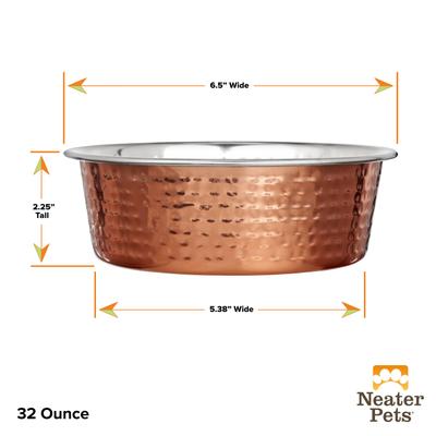 Show full view: Neater Pets Brands Decorative Hammered Dog & Cat Bowl, Copper, Medium slide 6 of 8