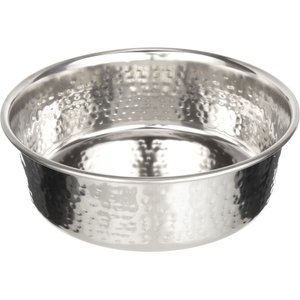 Neater Pets Decorative Hammered Non-Skid Stainless Steel Dog & Cat Bowl, Large