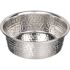 Neater Pets Decorative Hammered Non-Skid Stainless Steel Dog & Cat Bowl, Medium