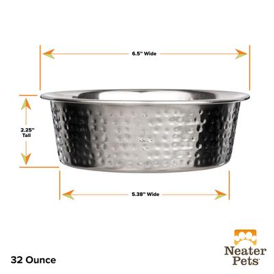 Show full view: Neater Pets Decorative Hammered Non-Skid Stainless Steel Dog & Cat Bowl, Medium slide 5 of 7