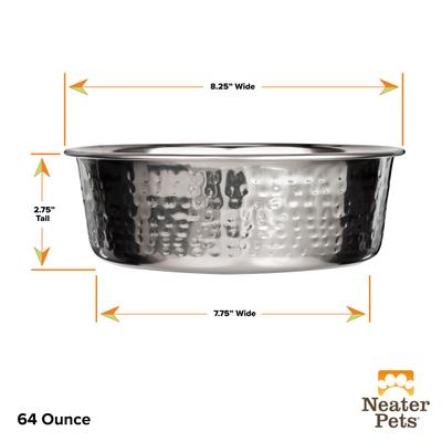 Show full view: Neater Pets Decorative Hammered Non-Skid Stainless Steel Dog & Cat Bowl, Medium slide 7 of 7