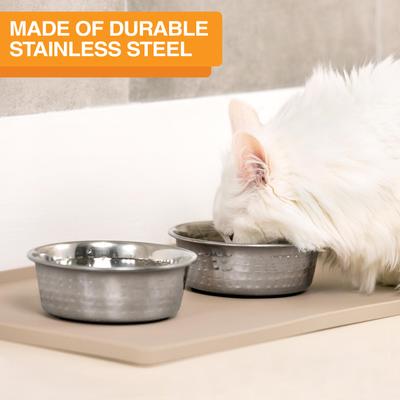 Show full view: Neater Pets Decorative Hammered Non-Skid Stainless Steel Dog & Cat Bowl, Small slide 2 of 6