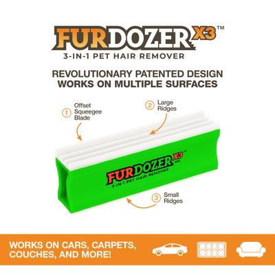 Show full view: Neater Pets FurDozer X3 PRO 3-in-1 Cat & Dog Hair Remover, Green & White, 5-in, 5" slide 2 of 11