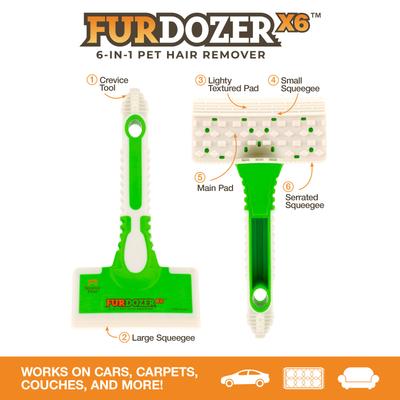 Show full view: Neater Pets FurDozer X6 6-in-1 Cat & Dog Hair Remover, Green & White, 7.5-in slide 2 of 11