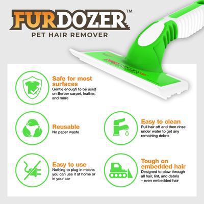 Show full view: Neater Pets FurDozer X6 6-in-1 Cat & Dog Hair Remover, Green & White, 7.5-in slide 6 of 11