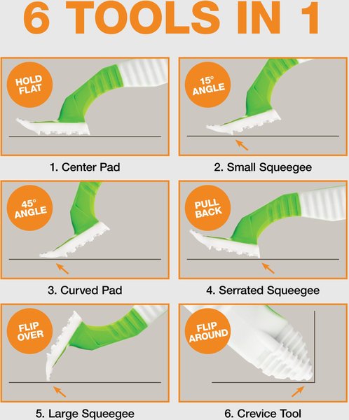 Neater Pets FurDozer X6 6-in-1 Cat & Dog Hair Remover, Green & White, 7.5-in