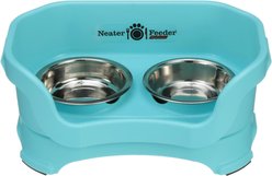 Neater Pets Neater Feeder Deluxe Elevated & Mess-Proof Cat Bowls, 1-cup food & 1.5-cup water, Aquamarine