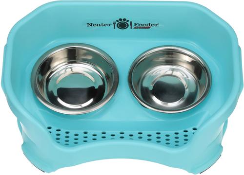 Show full view: Neater Pets Neater Feeder Deluxe Elevated & Mess-Proof Cat Bowls, 1-cup food & 1.5-cup water, Aquamarine slide 7 of 14