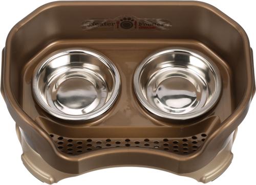 Show full view: Neater Pets Neater Feeder Deluxe Elevated & Mess-Proof Cat Bowls, 1-cup food & 1.5-cup water, Bronze slide 2 of 14