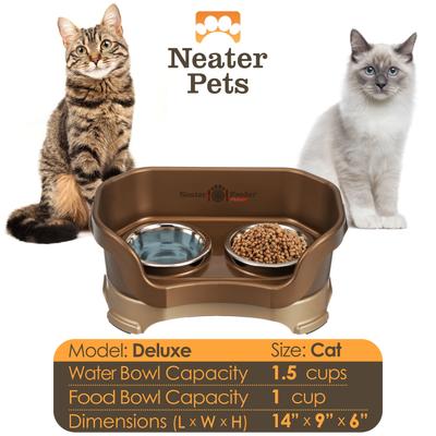 Show full view: Neater Pets Neater Feeder Deluxe Elevated & Mess-Proof Cat Bowls, 1-cup food & 1.5-cup water, Bronze slide 7 of 14