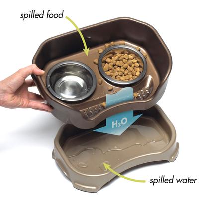 Show full view: Neater Pets Neater Feeder Deluxe Elevated & Mess-Proof Cat Bowls, 1-cup food & 1.5-cup water, Bronze slide 6 of 14