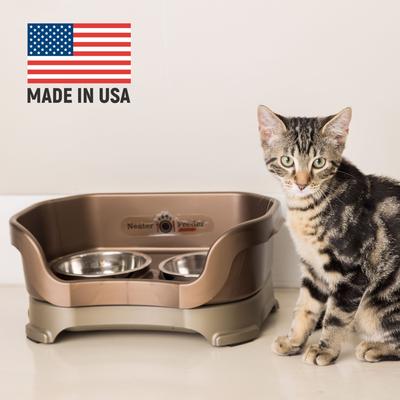 Show full view: Neater Pets Neater Feeder Deluxe Elevated & Mess-Proof Cat Bowls, 1-cup food & 1.5-cup water, Bronze slide 5 of 14