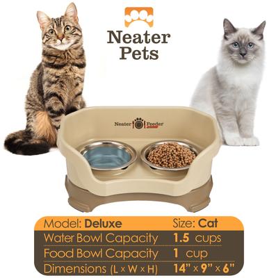 Show full view: Neater Pets Neater Feeder Deluxe Elevated & Mess-Proof Cat Bowls, 1-cup food & 1.5-cup water, Cappuccino slide 6 of 15