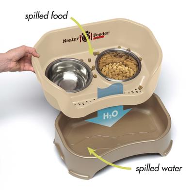 Show full view: Neater Pets Neater Feeder Deluxe Elevated & Mess-Proof Cat Bowls, 1-cup food & 1.5-cup water, Cappuccino slide 3 of 15