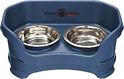 Neater Pets Neater Feeder Deluxe Elevated & Mess-Proof Cat Bowls, 1-cup food & 1.5-cup water, Dark Blue