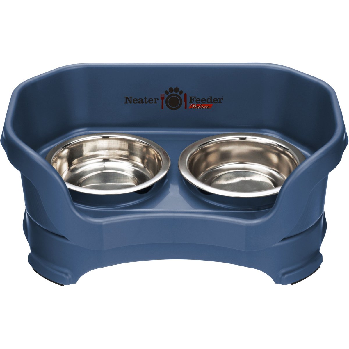 Neater Pets Neater Feeder Deluxe Elevated & Mess-Proof Cat Bowls, 1-cup food & 1.5-cup water, Dark Blue