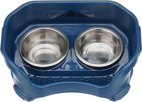 Show full view: Neater Pets Neater Feeder Deluxe Elevated & Mess-Proof Cat Bowls, 1-cup food & 1.5-cup water, Dark Blue slide 8 of 15